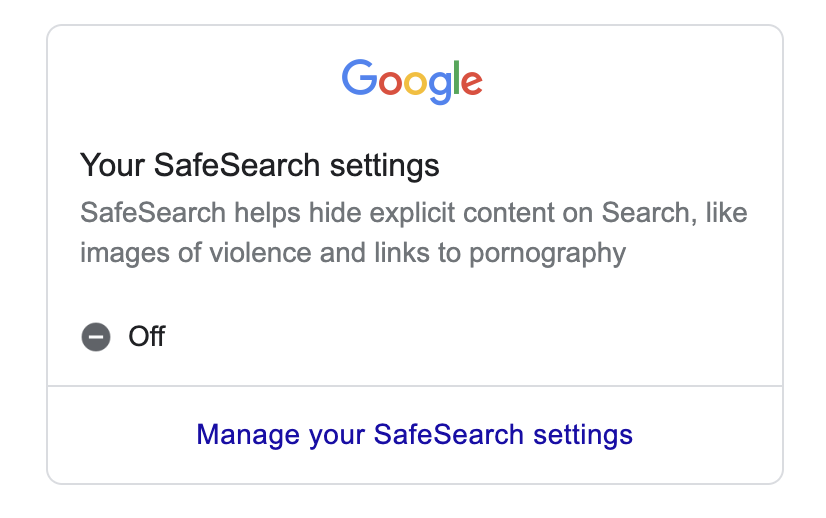 Your SafeSearch settings
