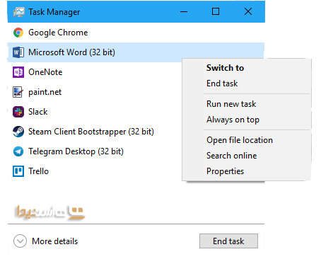 راهنمای استفاده از Windows Task Manager