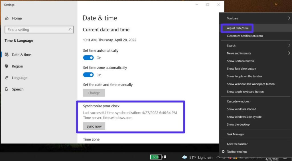 تنظیمات Date/Time رایانه خود را بررسی کنید