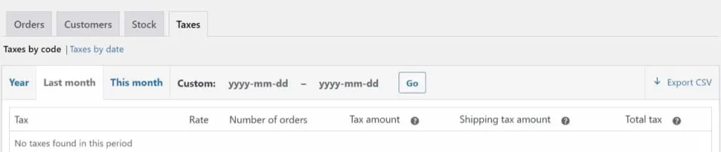 WooCommerce → Reports → Taxes