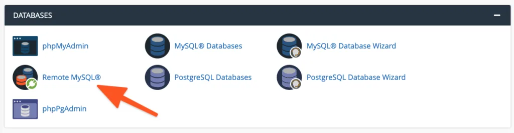 گزینه Remote MySQL