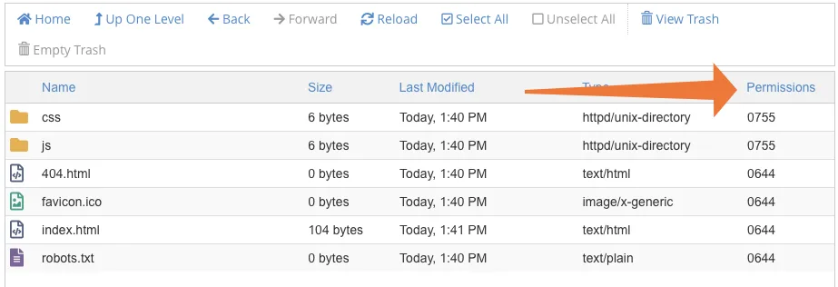 دسترسی فایل در File Manager